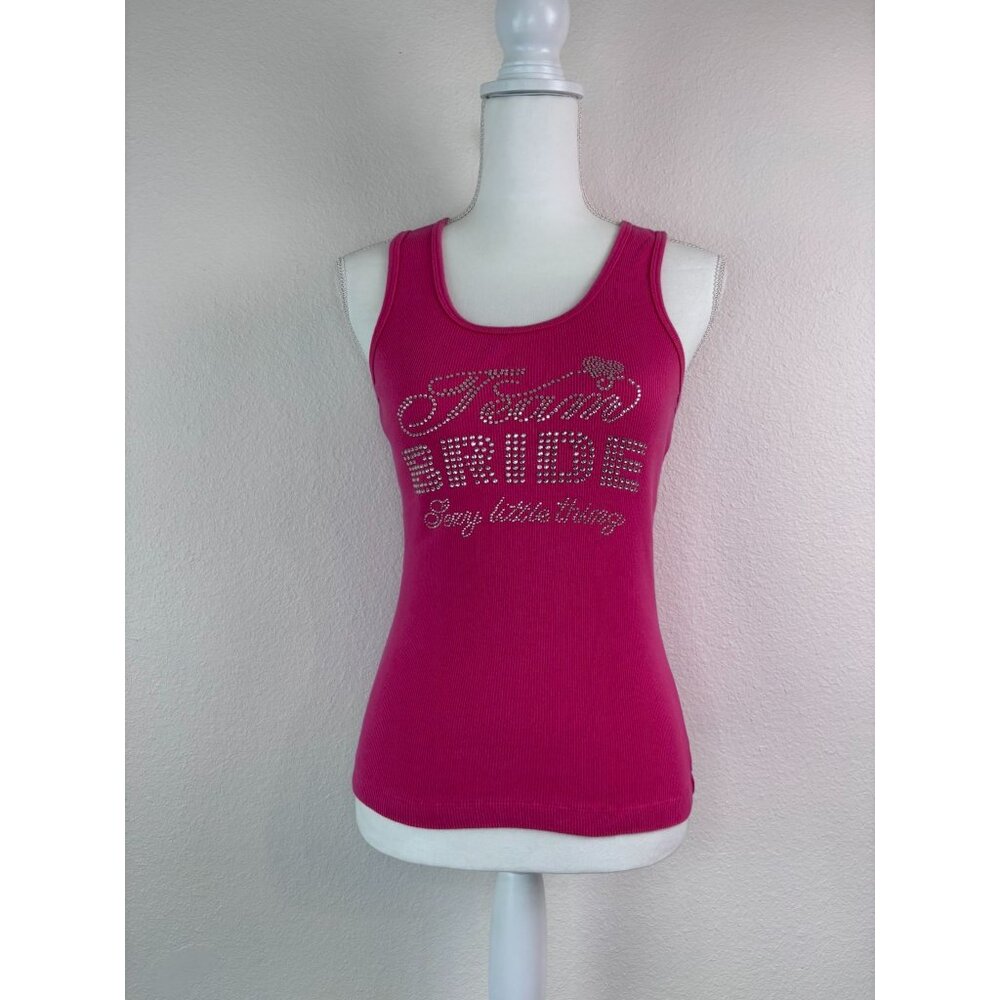 Victoria's Secret medium pink ribbed team bride sexy little thing bling tank top